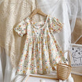Girls Floral Dress Pastoral Style Princess Dress - Kalsha